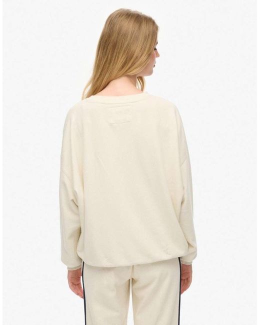 Superdry White Athletic Essentials Applique Crew Sweatshirt