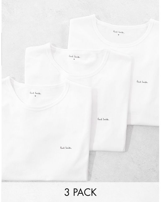 Paul smith - confezione da 3 t-shirt da casa bianche con logo di PS by Paul Smith in White da Uomo