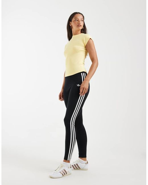 Adidas Originals White 3-Stripes Leggings
