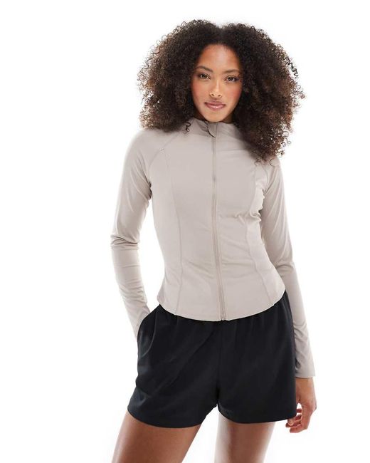 South Beach White Long Sleeved Zip Up Top