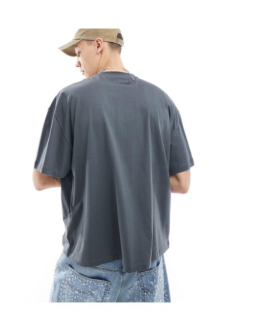 T-shirt oversize avec imprimé faucheuse - noir délavé Collusion pour homme en coloris Blue