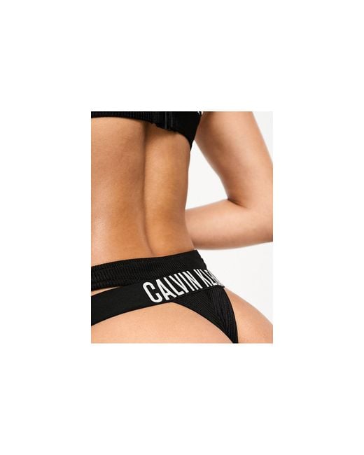 Calvin Klein Black Intense Power Rib Thong Bikini Bottom