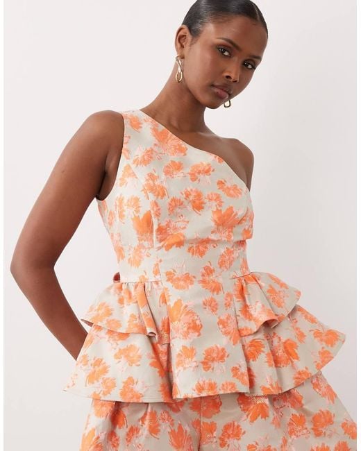 ASOS Multicolor Jacquard One Shoulder Top
