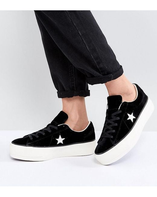 Converse One Star Platform Ox in Black | Lyst