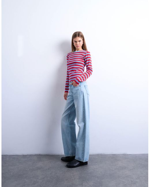 TOPSHOP White Stripe Long Sleeve Everyday Tee