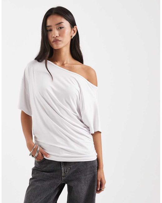 Collusion White Off Shoulder Drapey Top