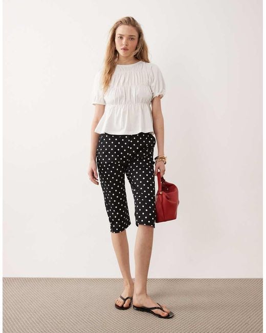 Miss Selfridge White Shirred Peplum Top