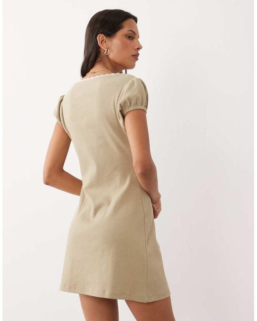 Miss Selfridge Natural Wrap Cap Sleeve Mini Dress