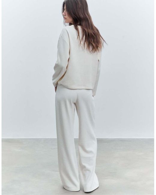 Stradivarius Gray Knit Trousers With Seam Detail