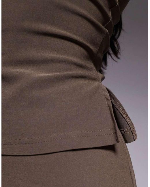 The Frolic Gray Exclusive Bengaline Square Neck Side Slit Detail Top