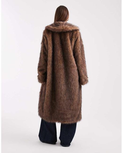 ONLY Brown Faux Fur Maxi Coat