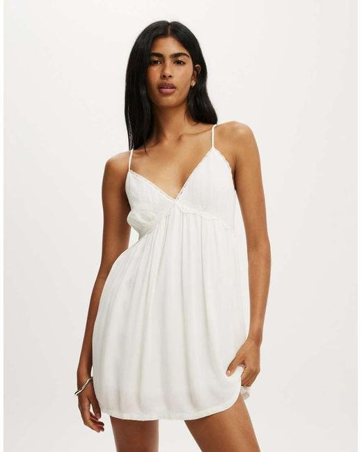 Cotton On White Sara Babydoll Mini Dress