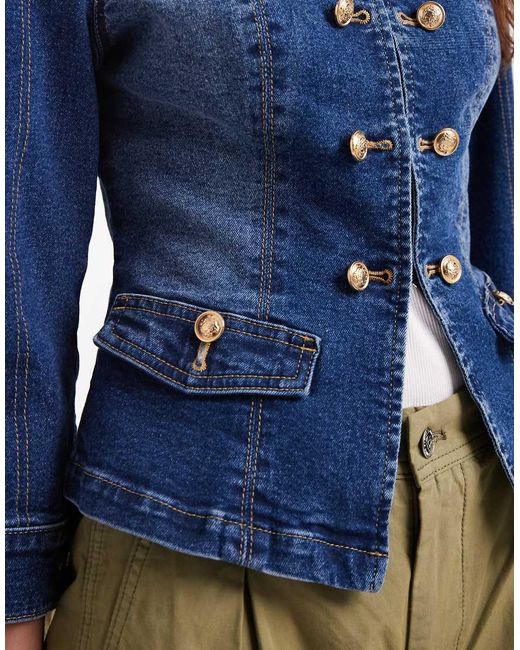 ASOS Blue Shrunken Drummer Style Jacket - M