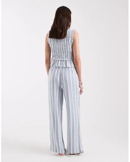 ONLY White Linen Blend Pull On Trouser Co-ord