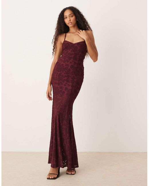 ASOS Red Sleeveless With Lace Up Back Maxi Dress