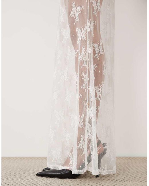 ASOS Natural Sheer Lace Maxi Skirt