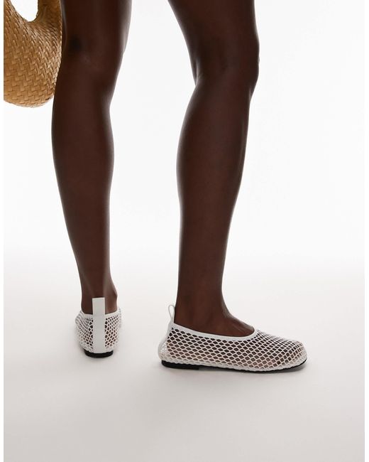 ARKET White Mesh Square Shaped Toe Ballet Flat
