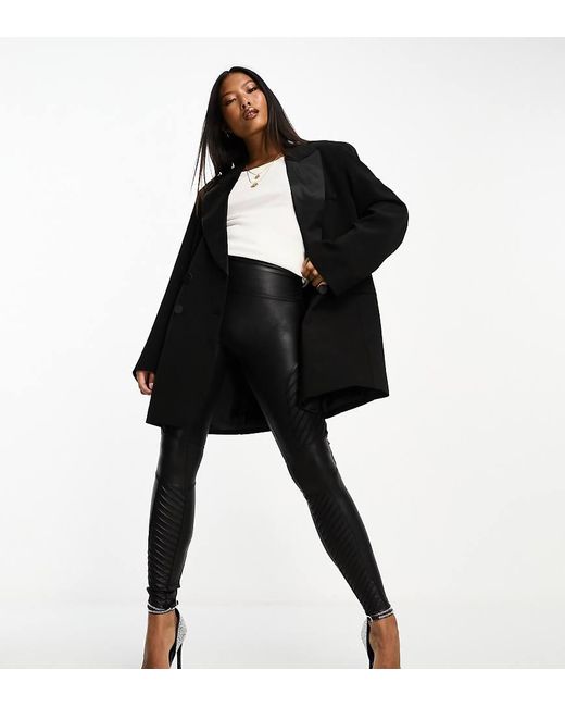 Spanx Black Petite Leather Look Biker leggings