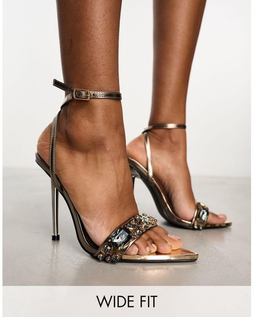 Public Desire Gray Icicle Embellished Strappy Heeled Sandals