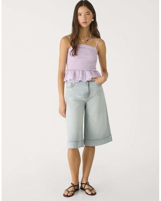 Bermuda en jean - bleu surteint Stradivarius en coloris Gray