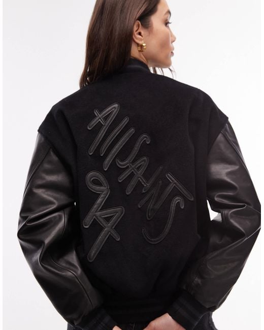 AllSaints Black Versity Bomber