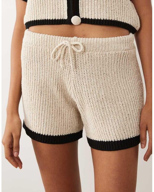 ASOS Natural Knitted Linen Blend Shorts Co-ord