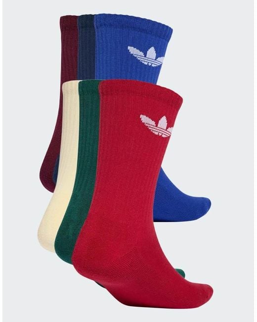 Adidas Originals Blue Trefoil Cushion Crew Socks 6 Pairs