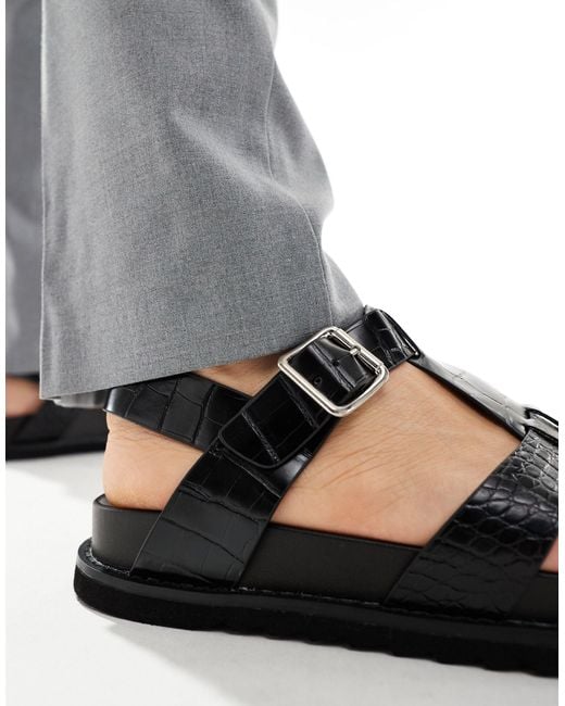 ASOS Gray Closed Toe Gladiator Sandals for men