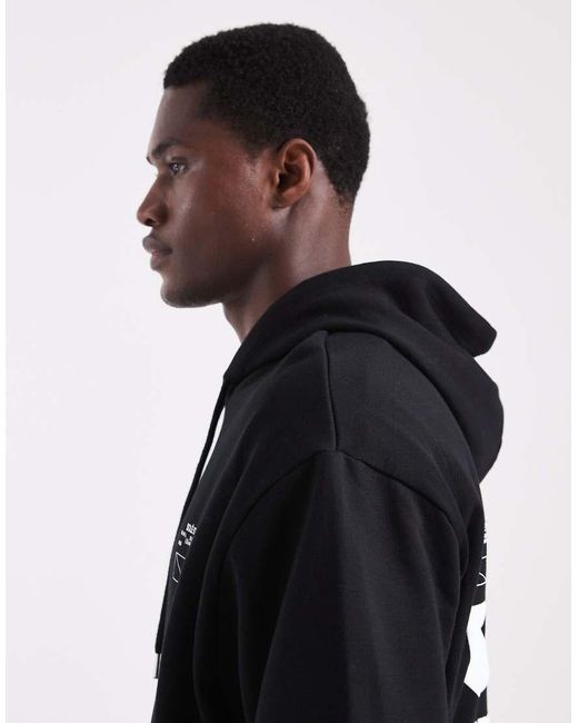 ASOS Black Relaxed Hoodie With Logo Puff Print for men