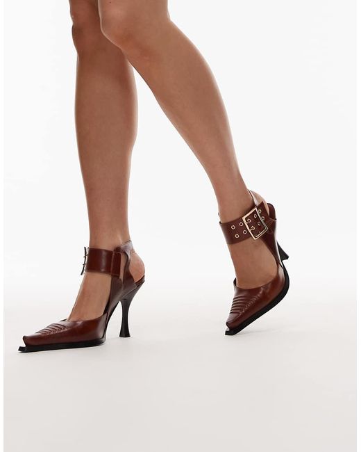 Jeffrey Campbell Natural Pointed Toe Heeled Shoes With Buckle