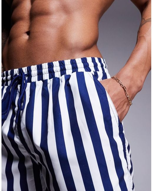 South Beach Blue Contrast Stripe Swim Short for men