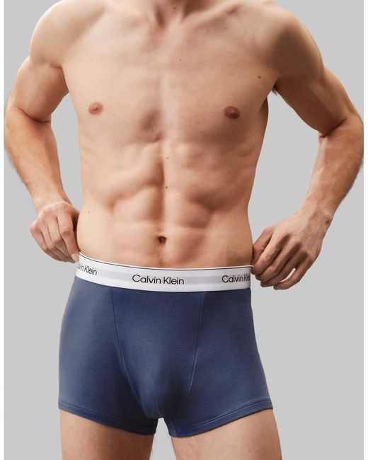 Pack De 3 Calzoncillos Reforzados De Color Lila, Gris Y Azul Marino Icon Cotton Stretch De Calvin Klein de hombre de color Blue