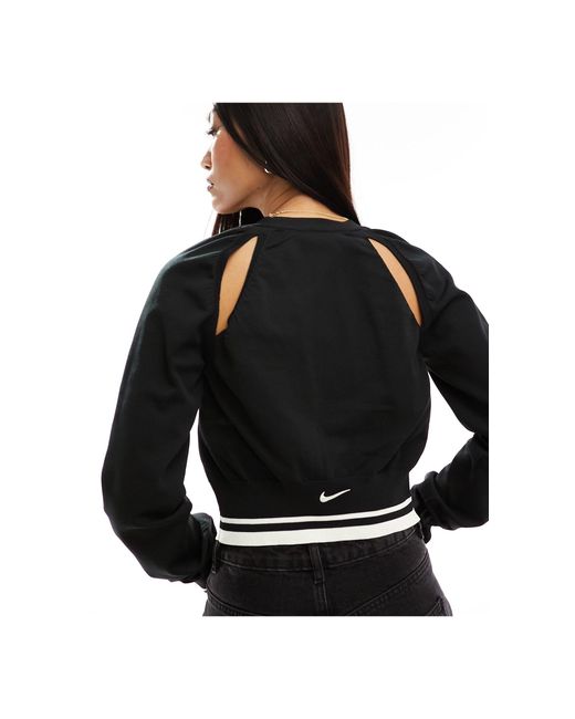 Nike Black Long Sleeve Cropped Knitted Cardigan With Clasp