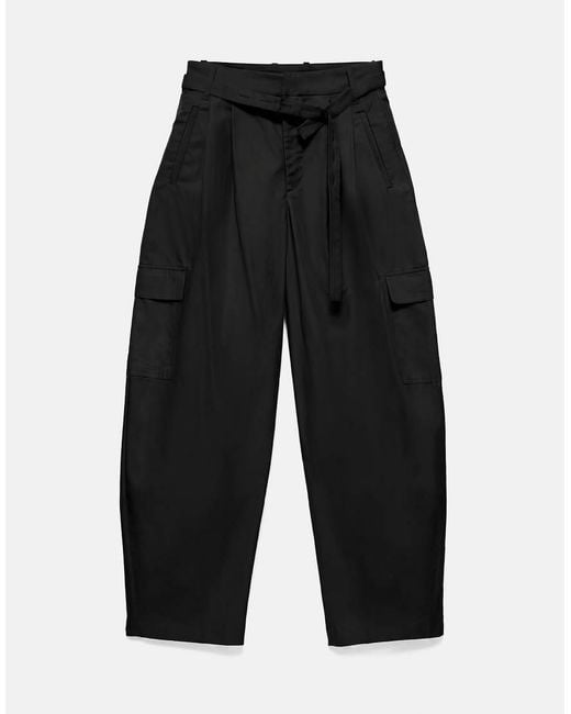 Pull&Bear Gray Belted Cargo Trousers