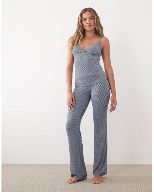 Cotton On Blue Sleep Recovery Triangle Top And Roll Waist Pants Set