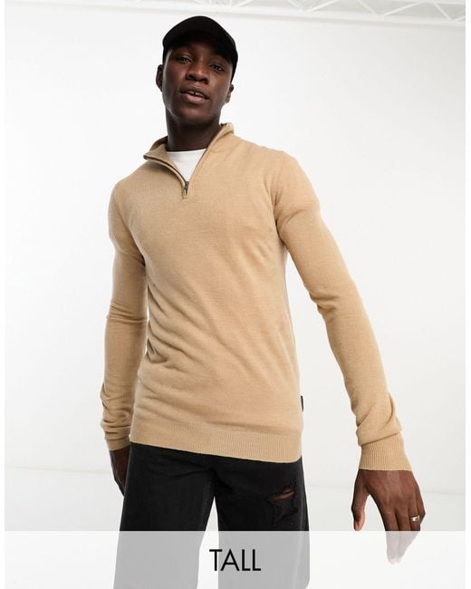French Connection Tall Half Zip Jumper in Natural for Men Lyst