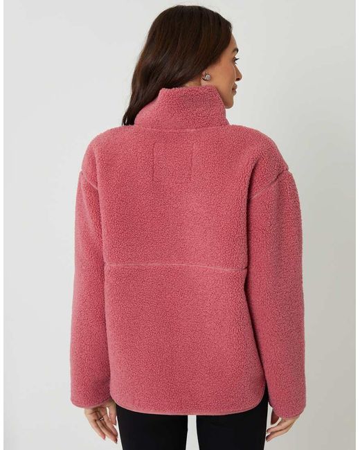 Threadbare Pink Half Zip Borg Fleece