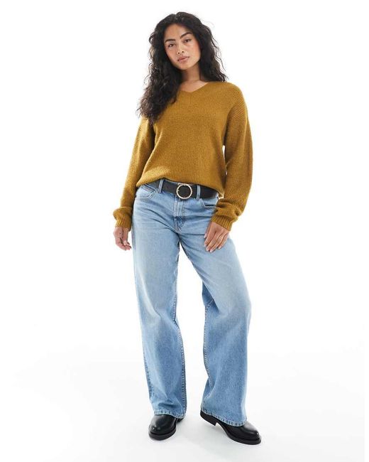 Brave Soul Green V-Neck Fisherman Knit Jumper