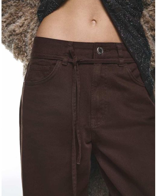 Pull&Bear Brown Baggy Jeans With Drawstring