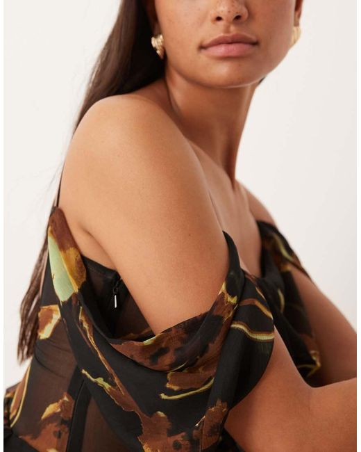 ASOS Multicolor Drape Front Chiffon Maxi Dress