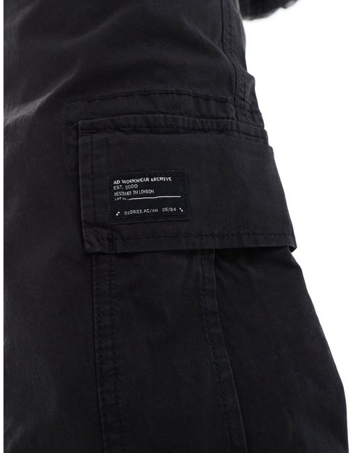 ASOS Black Oversized Tapered Cargo Trousers for men