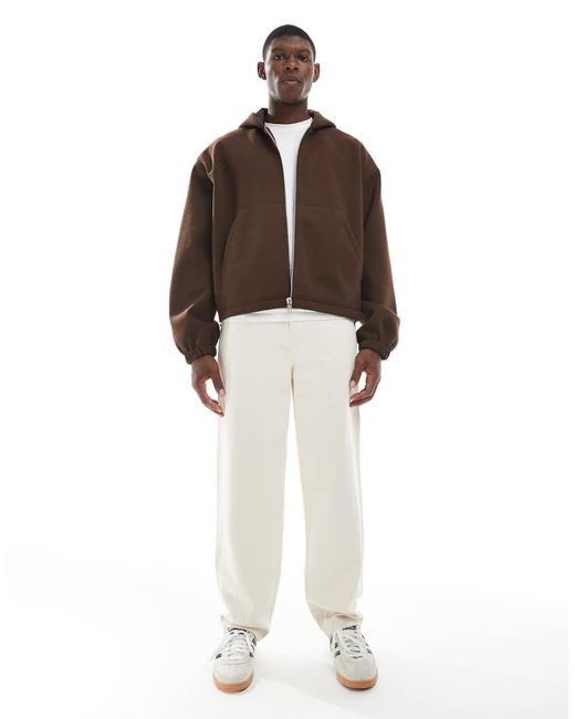 Chaqueta Extragrande Con Capucha De Tejido Efecto Lana De -Verde ASOS de hombre de color Brown