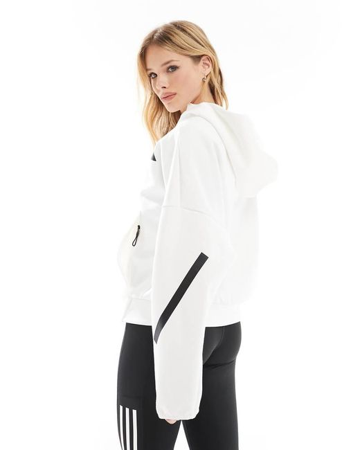Adidas Originals White Adidas Originals Z.N.E. Premium Full-Zip Hoodie