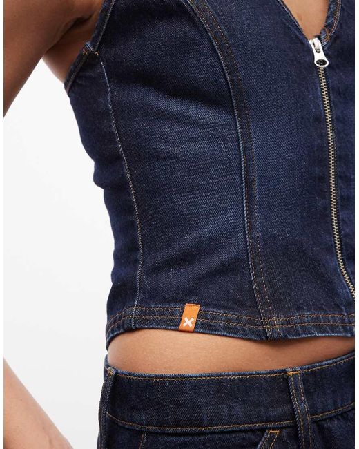 Collusion Blue Denim Halterneck Top