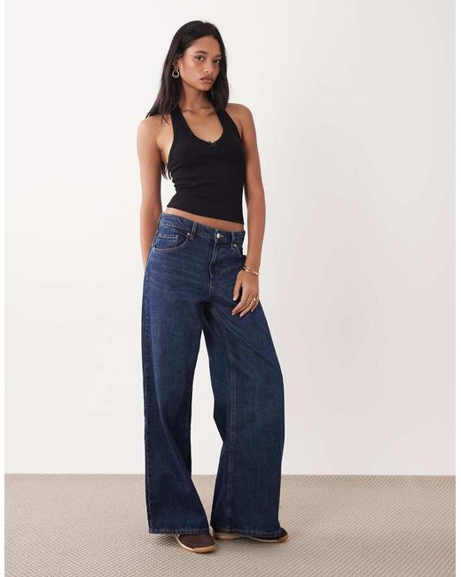 Miss Selfridge Blue 2 Pack Halterneck Top With Picot Trim Detail