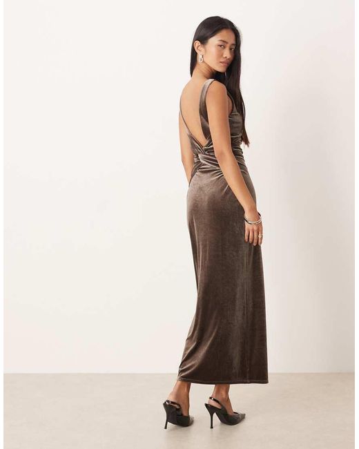 Nobody's Child Brown Margot Velvet Backless Midi Dress