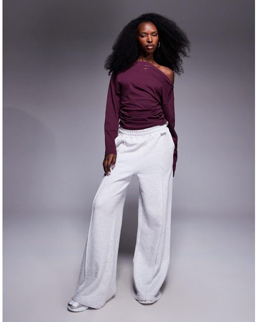 T-shirt à manches longues froncé sur les côtés - prune foncé ASOS en coloris Purple