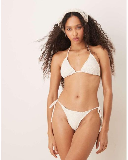 Stradivarius Brown Crochet Bikini Top