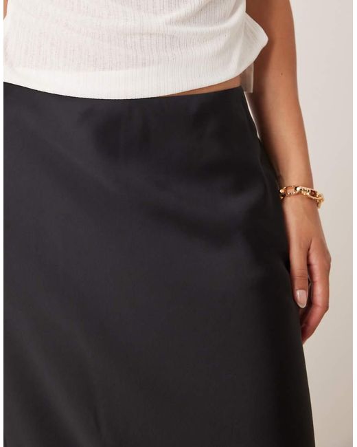 Abercrombie & Fitch White Satin Look High Rise Bias Cut Maxi Skirt