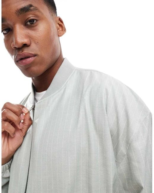 ASOS White Smart Co-ord 80s Bomber Jacket for men